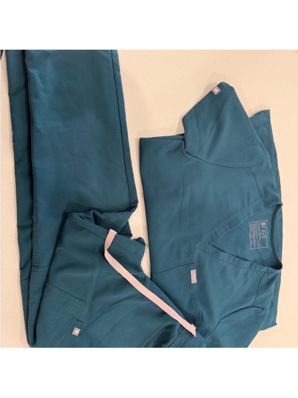 Figs Teal / Blue Women's Scrub Top & Drawstring Trousers